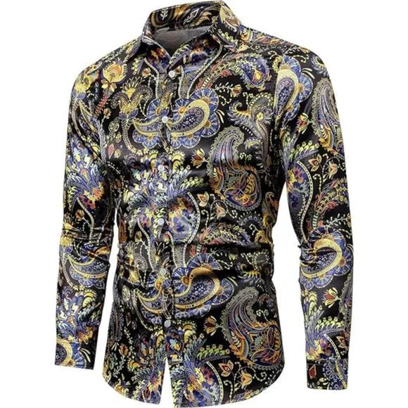 NEW Shiny Silky Satin Shirt for Men Stretchable - Picture 7 of 7